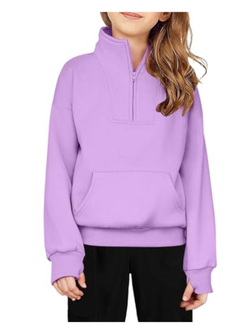 Girls Half Zip Fleece Sweatshirt Pullover Thumb Hole Fall Winter Teen